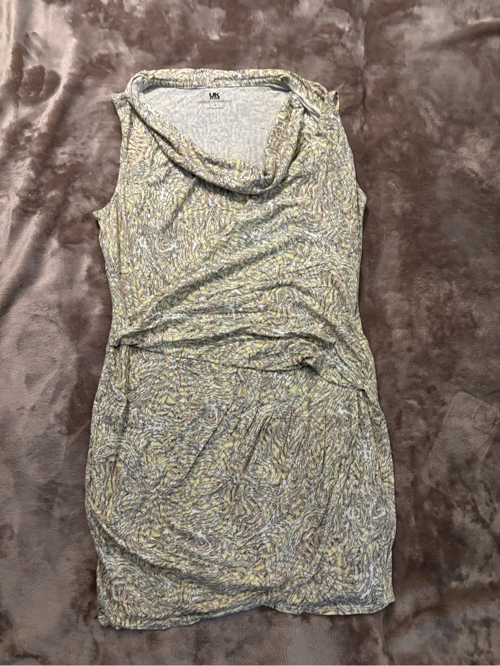 Uk By French Connection Vintage Sleeveless Dress Women’s Size M Yellow/White